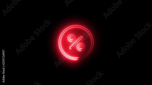 Red neon percentage symbol loading animation for e-commerce sales and digital marketing