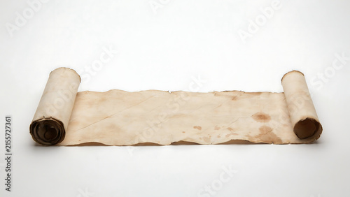 Old vintage paper scroll isolated on white background