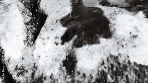 A black and white  showing the shadow of  on a rock, ideal for use in stories about solitude or introspection