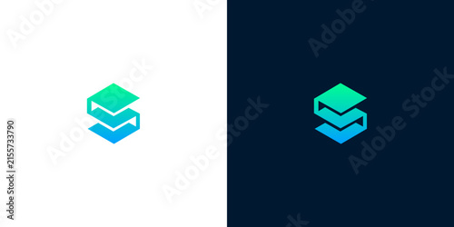 Modern abstract letter S logo design featuring a vibrant green and blue gradient, ideal for corporate branding, technology, or digital businesses, conveying innovation and forward motion