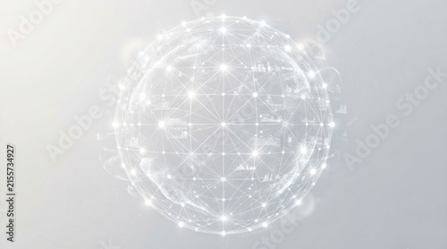 Network globe shape white silver abstract tech circuit background