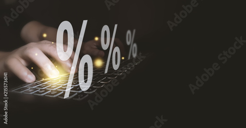 Obraz na plátně Business finance and percentage analysis concept with professional using tablet