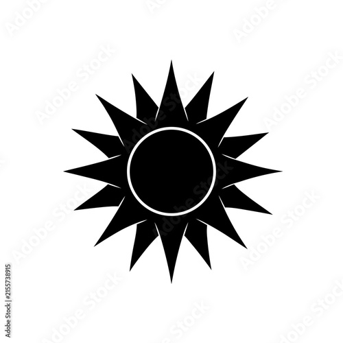 Black sun icon with sharp rays symbol Vector