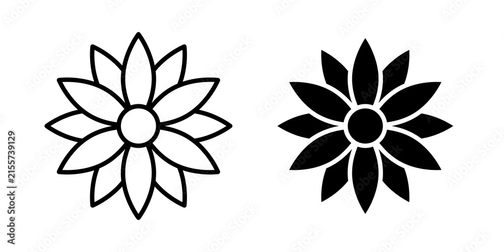 Obraz premium Sunflower icon simple illustrations collection