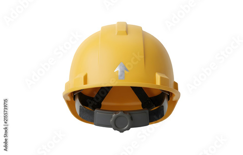 A yellow hard hat seen from the back, isolated on a PNG background, rendered in 3D. This yellow helmet cutout is perfect for a Labour Day theme.
