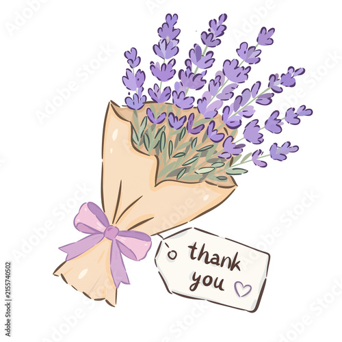 card with bouquet of lavender flowers 