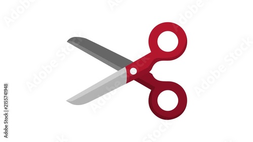 Scissors that cut things. Red scissors cut in half