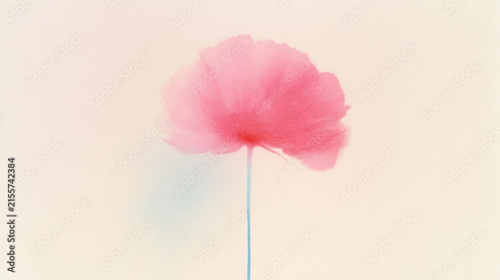 Fototapeta premium Pink Flower on Soft Pastel Background with Minimal Botanical Copy Space