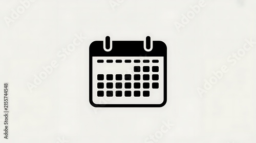 Black calendar icon for scheduling and time management