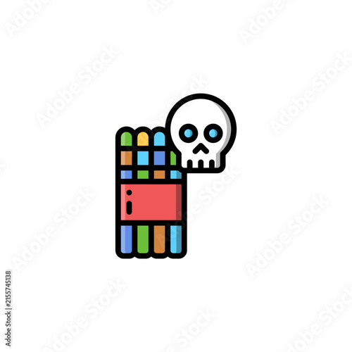 Toxic Straw outline colored icon and illustration