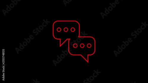 Speech Bubble Drawing Animation with Red Outline on Black Background