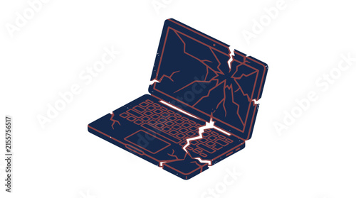 Foto Broken Laptop Computer Isolated on Transparent Background