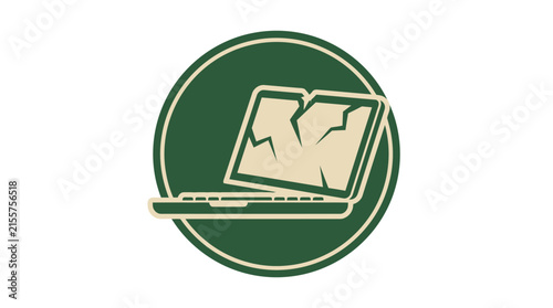 Broken Laptop Icon Isolated on Transparent Background