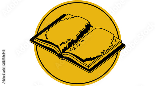 Broken Open Book Isolated Icon