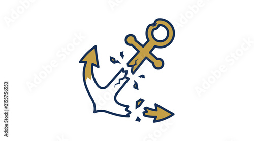 Broken Nautical Anchor Isolated Transparent Background