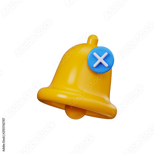 3D notification bell with a cancel button