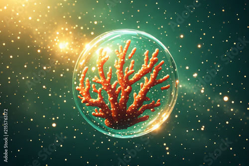 Christmas Tree Balls with Glowing Stars, Snowflakes and Festive Holiday Decorations Against a Magical Winter Night Sky