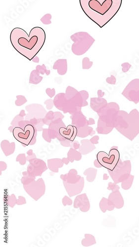 Animation of red hearts icons floating on white background