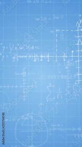 Pile of books and mathematical equations and graphs