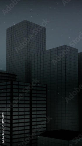 Animation of cityscape and aurora at christmas over stars