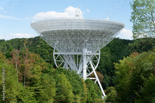 Effelsberg radio telescope observing cosmic signals in Germany