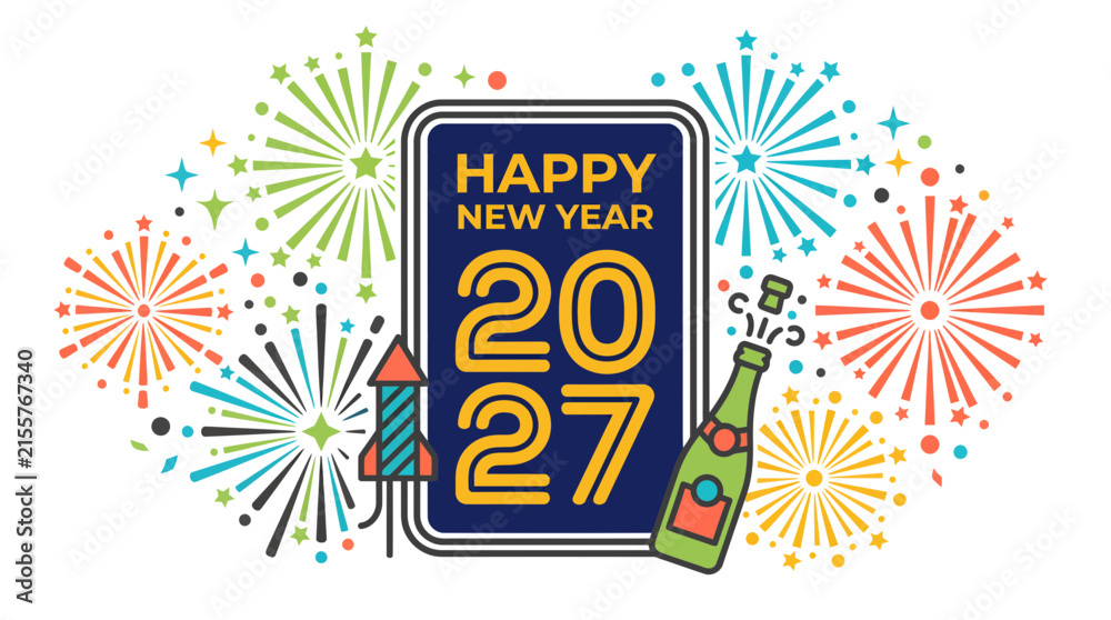 Obraz premium Happy New Year 2027 Celebration Greeting Design 19.
