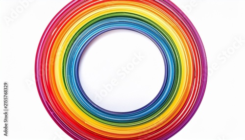 abstract circles lines wavy in round frame colorful rainbow isolated on white background with empty space for text