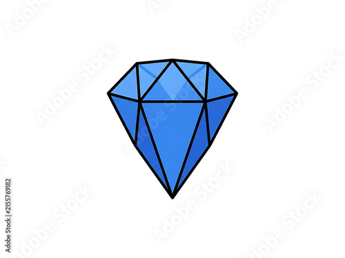 A vibrant blue faceted diamond illustration, symbolizing excellence, wealth, and preciousness in a sleek, modern graphic design