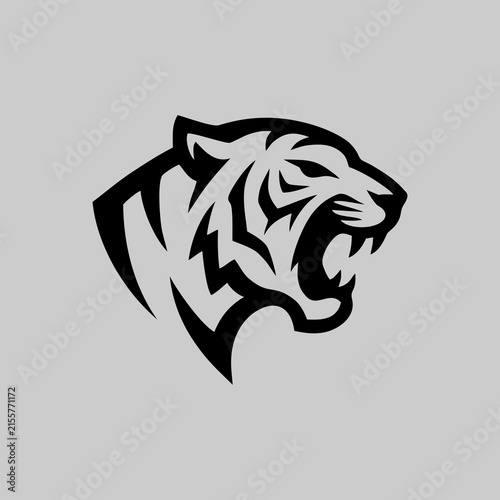 Roaring tiger head vector illustration for sports team logo or mascot design