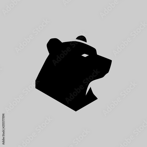 Minimalist Bear Head Logo Vector, Stylized Grizzly Animal Icon for Branding and Sports
