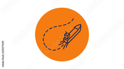 Cargo Ship Navigation Icon on Transparent Background