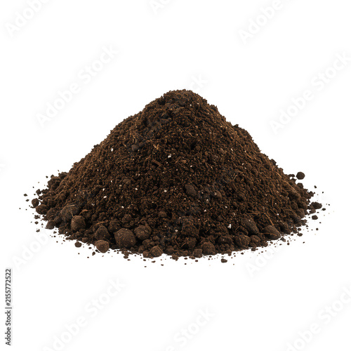 Pile of dark brown soil isolated on transparent background