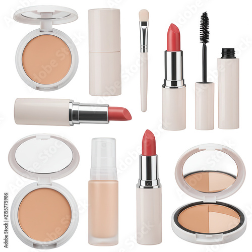 Cosmetic products arrangement isolated on transparent background