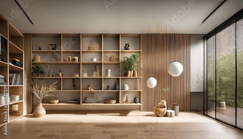 stylish zoom virtual background featuring modern shelves and elegant decor