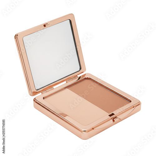 Open makeup palette with mirror isolated on transparent background