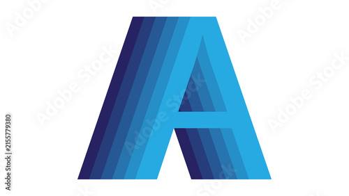 Abstract Blue Geometric Letter A Typography Design
