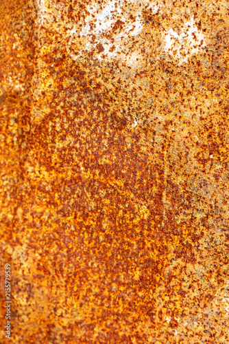 Quadro su tela Abstract vertical background texture of weathered orange rusty metal sheet with aged corrosion pattern