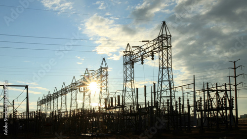 Electrical Power Substation at Sunrise