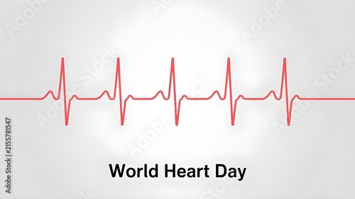 Cardiology and healthcare concept banner showing steady heartbeat rhythm line for World Heart Day