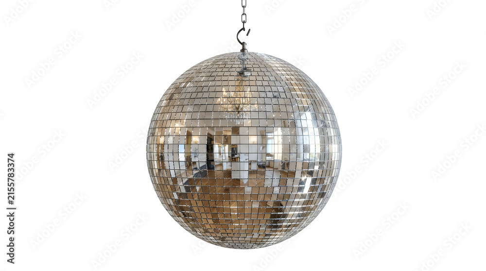 Obraz premium A shiny reflective modern spherical glass pendant light fixture isolated on transparent background