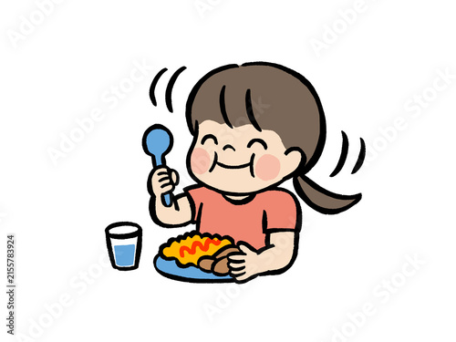 健康的な食事をする女の子のイラスト｜子どもの食育・栄養・健康