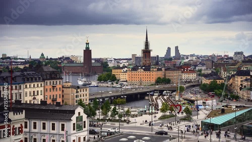 Stockholm cityscape of Gamla Stan Old Town and Stockholm City Hall, Stockholm, Sweden
