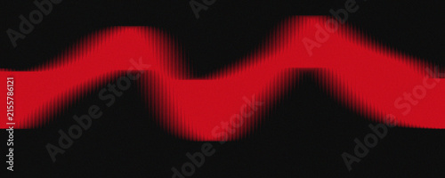 Red Sound Wave Ribbon on Black Background with Glowing Neon Frequency Line