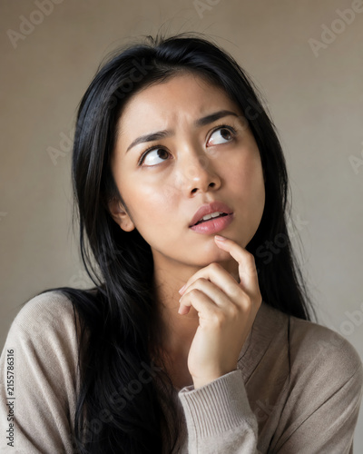 young woman thinking
