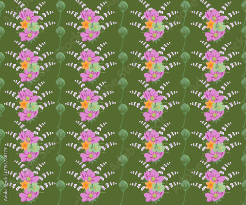 Floral art for all occasions, abstract, ethnic style, green background, floral patterns, suitable for textiles, pillows, curtains, clothing, vector images, background images.