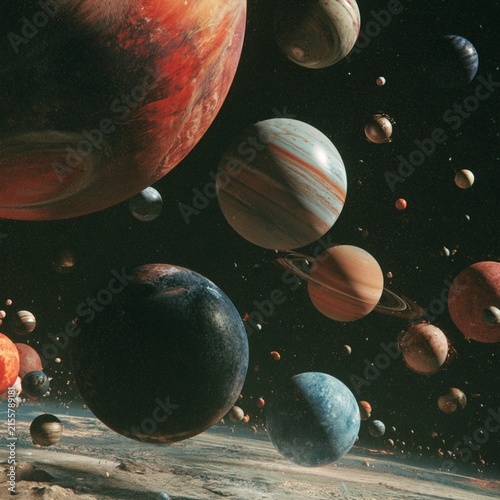 all the planets on dark background