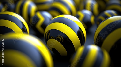 Yellow and black striped sphere background
