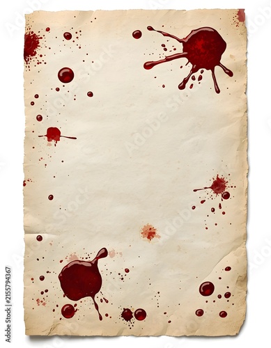Blood splattered old paper background for halloween