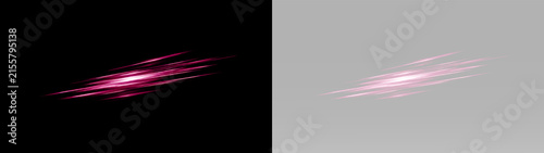 Fotografie Bright pink laser rays with glowing light streaks, fast speed lines, luminous en