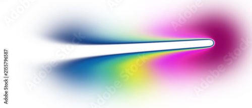 Rainbow light beam abstract background with neon glow. Colorful glowing gradient motion trail isolated PNG illustration for modern design.